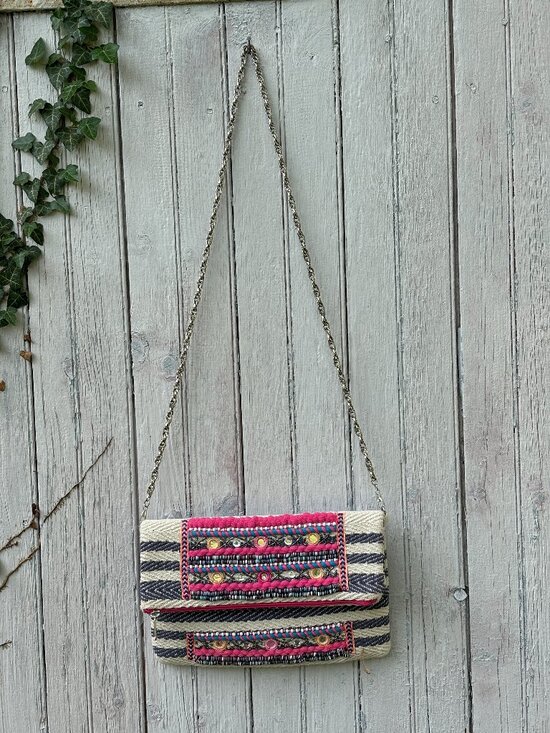 America & Beyond Handbags - America & Beyond Tribal Embellished Fold-Over Clutch Bag | Like New